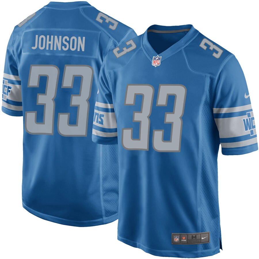 Men's Detroit Lions #33 Kerryon Johnson Blue NFL Game Jersey